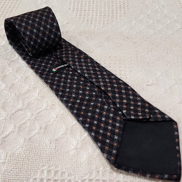 Conte di Milano Black Blue Red Designer 4" W 100% Silk Vintage Necktie Tie 56" - Picture 5 of 9
